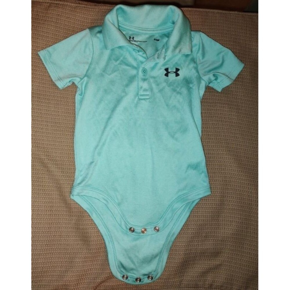 Baby Boys Beautiful Under Armour Turquoise Polo Bodysuit One Piece Size 6-9 M
